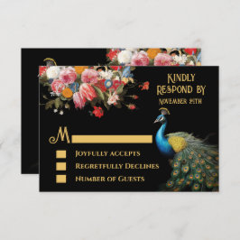 Invitación Peacock Moody Floral Indian Wedding RSVP
