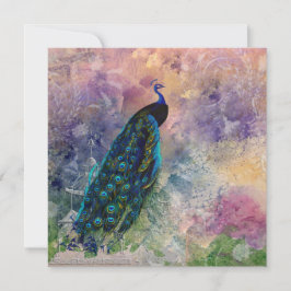 Invitación Peacock romántico gazebo y acuarela