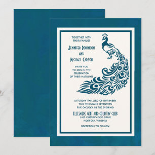 Invitación Peacock verde azulado l negrita Diseño Art Decó