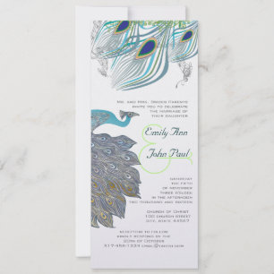 Invitación Peacock Vintage 3 Fethers
