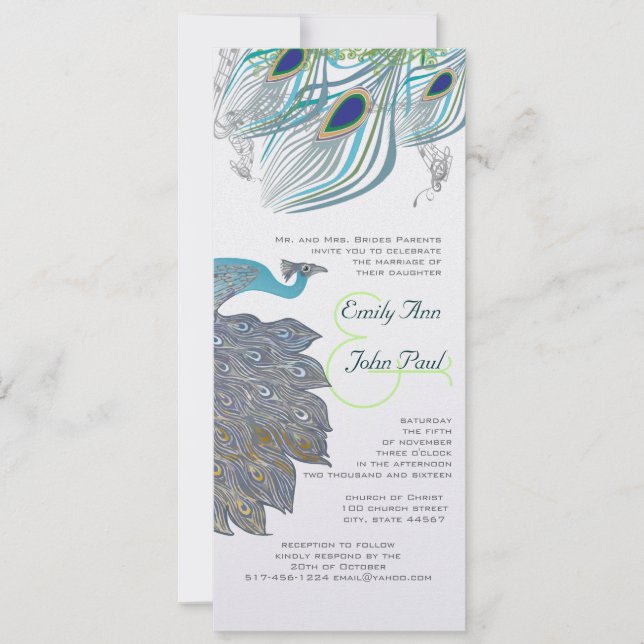 Invitación Peacock Vintage 3 Fethers (Anverso)
