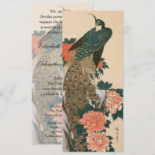 Invitación Peacock y Peonies por Hiroshige Boda