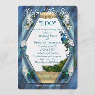 Invitación Peacocks & Esmeralda Green Metallic Seda W-Shower