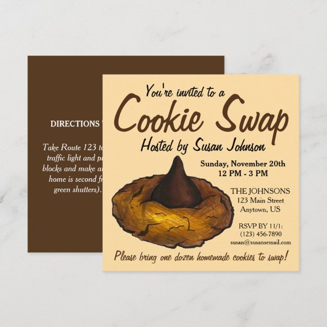 Invitación Peanut Butter Blossom Cookie Swap Fiesta Bake Sale (Anverso / Reverso)
