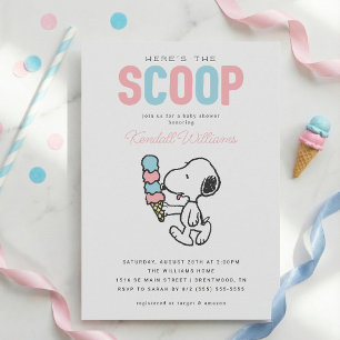 Invitación Peanuts Snoopy   Aquí está el Scoop - Baby Shower