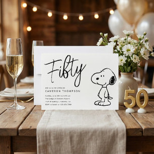 Invitación Peanuts Snoopy - Cumpleaños 50