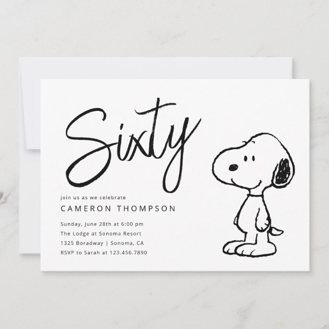 Invitación Peanuts Snoopy - Cumpleaños 60 (Anverso)