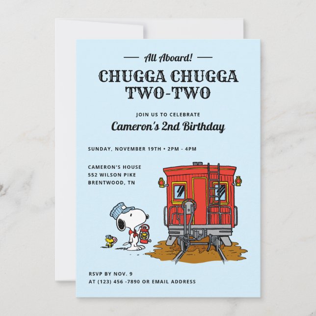 Invitación Peanuts Snoopy | Fiesta del segundo cumpleaños del (Anverso)
