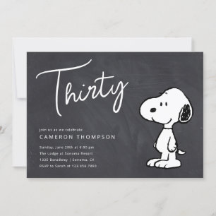 Invitación Peanuts Snoopy - Treinta Aniversario de Chalkboard