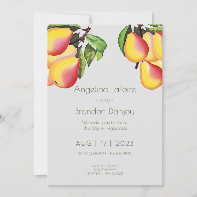 Invitación Pear Orchard - Boda (Anverso)