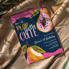 Invitación PEARfectamente Cute' Whimsical Primer Cumpleaños