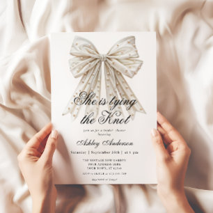 Invitación Pearl Bow está atando la ducha nupcial