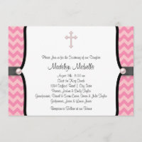 Pearl Cross Pink Chevron Christening