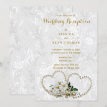 Pearl Hearts & Flowers Damask Wedding Recepción
