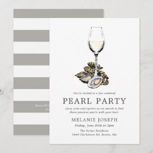 Invitación Pearl Party   Rayas de Melocotón