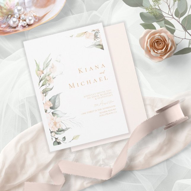Invitación Pearl Rubor Floral Boda V1 ID989 (Subido por el creador)