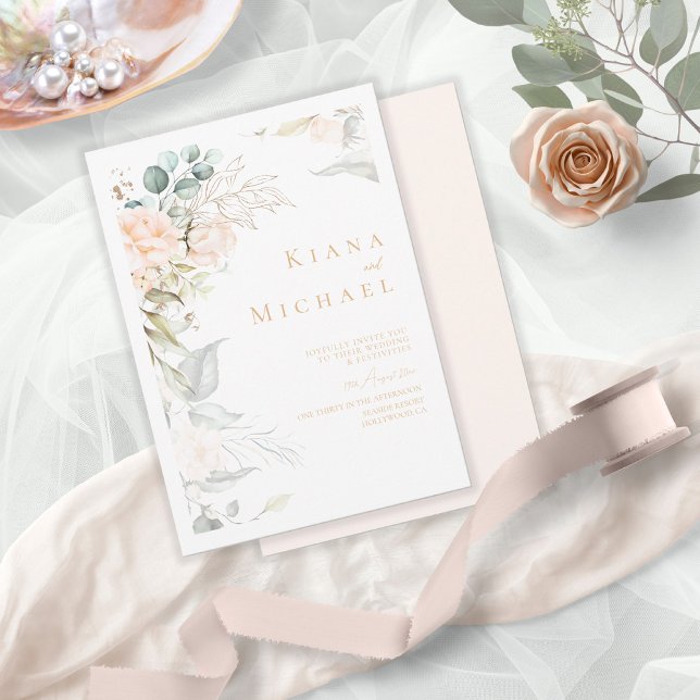 Invitación Pearl Rubor Floral Boda V2 ID989 (Subido por el creador)