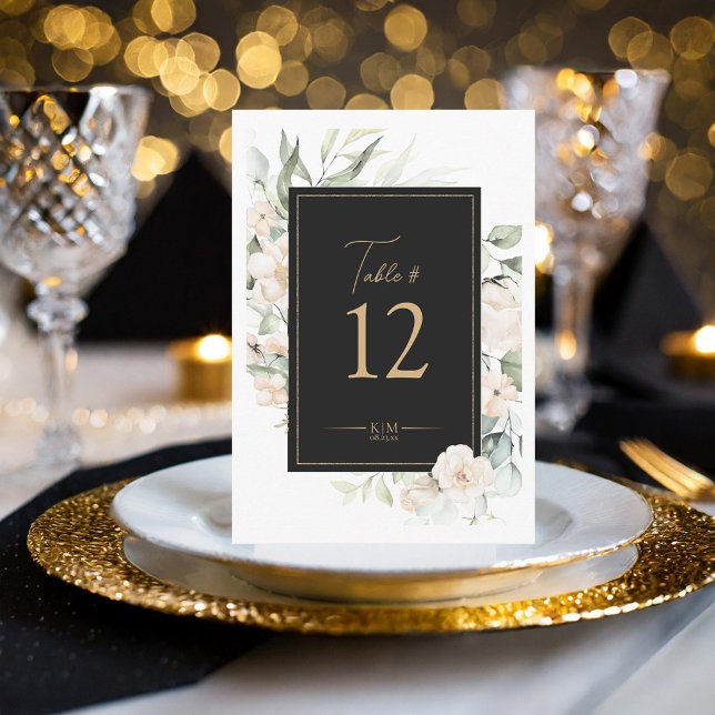 Invitación Pearl Rubor Floral Elegance Ebony Table# ID989 (Subido por el creador)