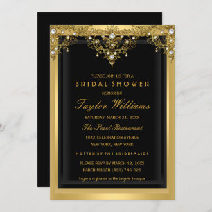 Invitación Pearl Vintage Glamour Gold Bridal Shower