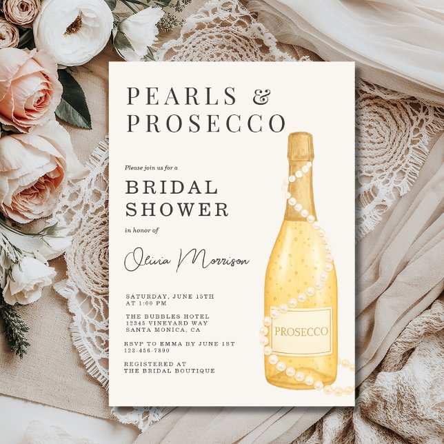 Invitación Pearls and Prosecco Bridal Shower (Subido por el creador)
