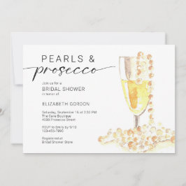 Invitación Pearls and Prosecco Bridal Shower Custom Minimal 