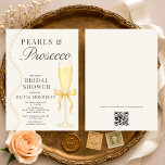 Invitación Pearls and Prosecco QR Code Bridal Shower<br><div class="desc">Pearls and prosecco bridal shower invitation featuring a refined, elegant design inspired by classic pearls and celebratory bubbly. Includes an integrated QR code that links directly to the gift registry for easy guest access. Ideal for chic bridal showers, champagne inspired celebrations, and sophisticated pre wedding gatherings. Fully editable text with...</div>