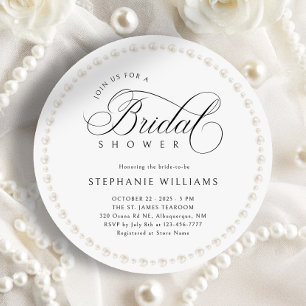 Invitación Pearls Bridal Shower Round