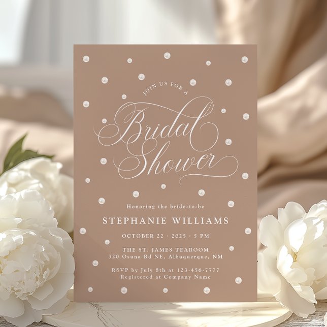 Invitación Pearls Brown Bridal Shower (Subido por el creador)