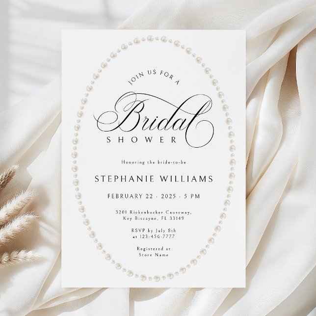 Invitación Pearls Frame Bridal Shower Invitation (Subido por el creador)