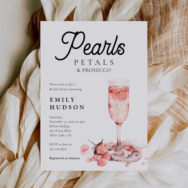 Invitación Pearls Petals & Prosecco Bridal Shower (Subido por el creador)