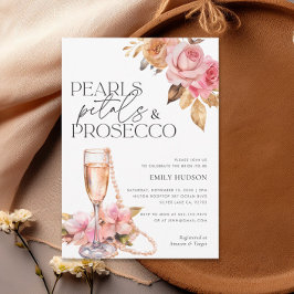 Invitación Pearls Petals y Prosecco Floral Bridal Shower