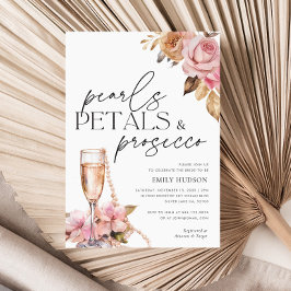 Invitación Pearls Petals y Prosecco Floral Bridal Shower