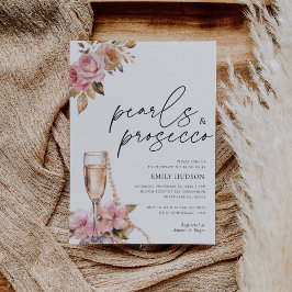 Invitación Pearls Petals y Prosecco Floral Bridal Shower