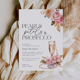 Invitación Pearls Petals y Prosecco Floral Bridal Shower