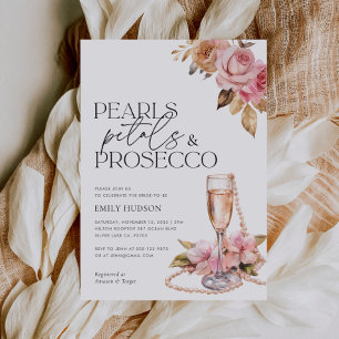 Invitación Pearls Petals y Prosecco Floral Bridal Shower