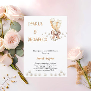 Invitación Pearls Prosecco arco elegante ducha de novia