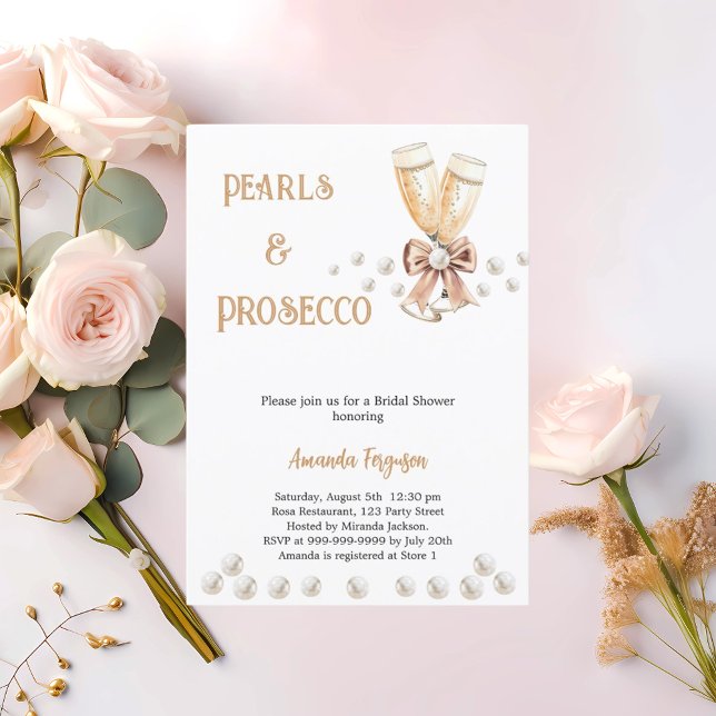 Invitación Pearls Prosecco arco elegante ducha de novia (Subido por el creador)