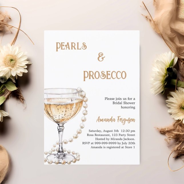 Invitación Pearls Prosecco Bridal Shower (Subido por el creador)