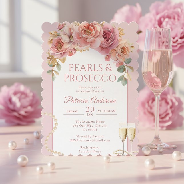 Invitación Pearls & Prosecco Bridal Shower Invitation (Subido por el creador)