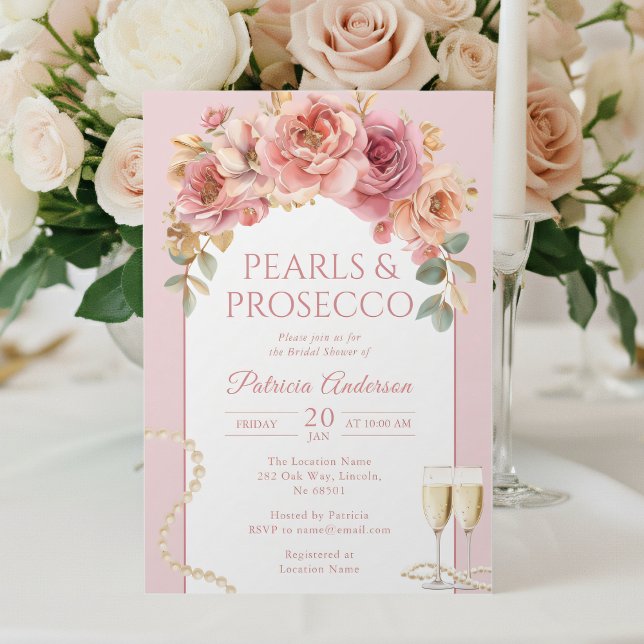 Invitación Pearls & Prosecco Bridal Shower Invitation (Subido por el creador)