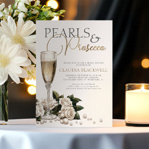 Invitación Pearls Prosecco Champagne Bridal Shower