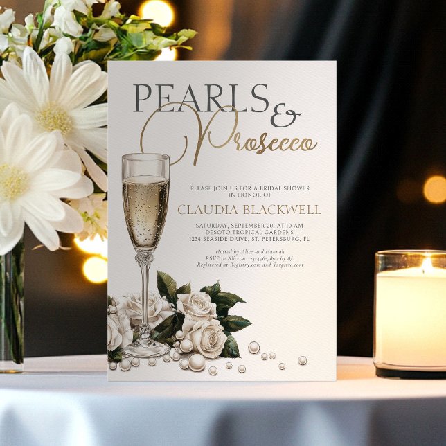 Invitación Pearls Prosecco Champagne Bridal Shower (Subido por el creador)