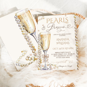Invitación Pearls & Prosecco Champagne Elegante Ducha Bridal
