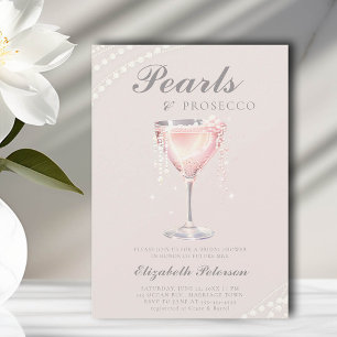 Invitación Pearls Prosecco Dusty Brunch Rosa Ducha de novias