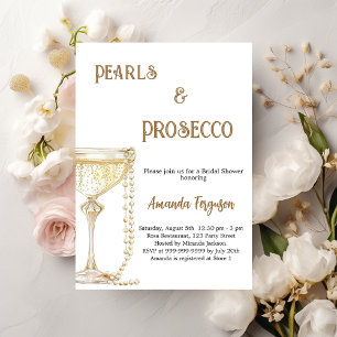 Invitación Pearls Prosecco elegante Bridal Shower