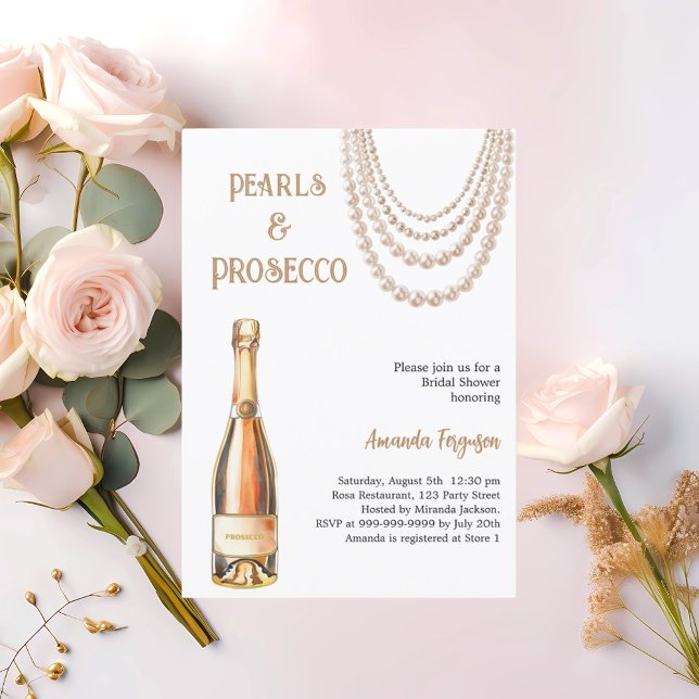 Invitación Pearls Prosecco elegante Bridal Shower (Subido por el creador)