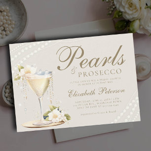 Invitación Pearls Prosecco Elegante Moda Brunch Bridal Shower