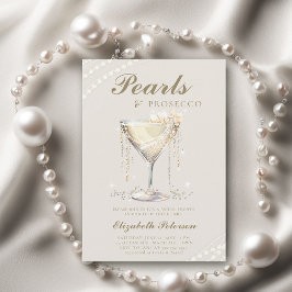 Invitación Pearls Prosecco Ivory Elegant Brunch Bridal Shower
