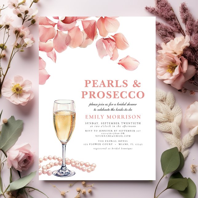 Invitación Pearls & Prosecco Moderno Floral Floral Bridal Duc (Subido por el creador)
