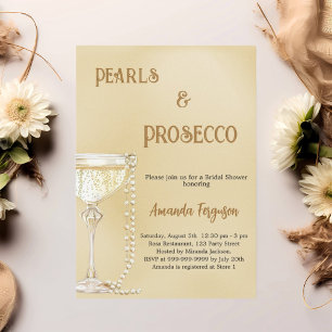 Invitación Pearls Prosecco oro elegante Bridal Shower